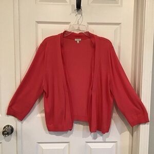 Talbots Coral Open-Front Cardigan